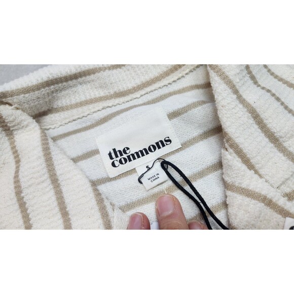 The Commons Men's Small Off White Slub Short Sleeve Button Down Shirt NWT - Picture 2 of 9